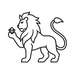Outlined Lion Holding Precious Gemstone