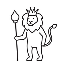 Lion Outline With Crown And Scepter