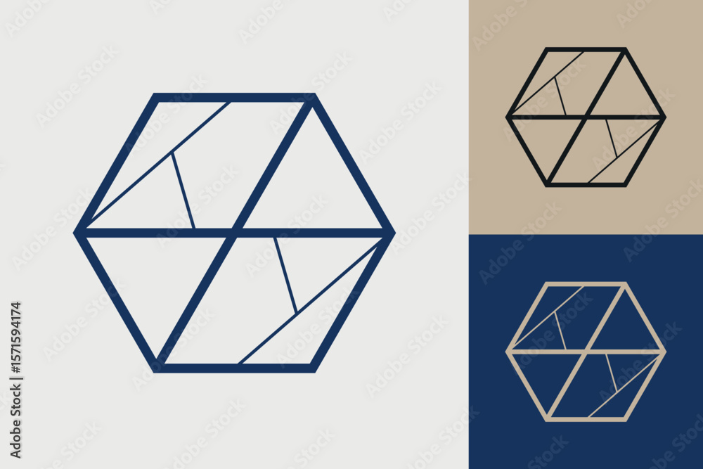 Fototapete geometric hexagonal logo icon. hexagon concept vector design with minimalistic linear style