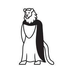 Lion In King Robe And Cape Outline