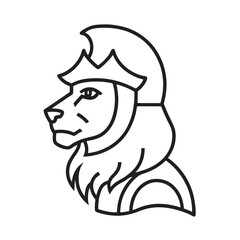 Armored Lion Wearing Royal Helmet Design