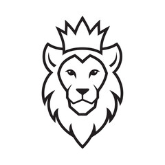 Outlined Royal Lion Head In Crown