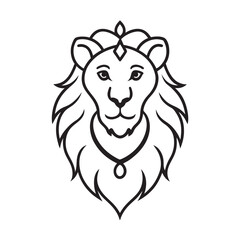 Royal Lion With Ornamental Jewels Outline