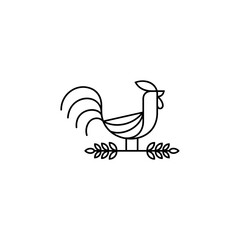 Rooster line art logo vector