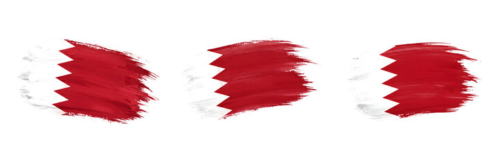 Grunge Style Bahrain Flag in Brushstroke Design on Transparent Background

