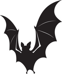 Black and white flying bat silhouette vector. Halloween elements icon set