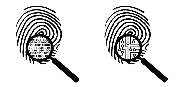 Line finger print icon. Finger print id authentication. ID private information code. Finger prints scanning concept. scan or scanner for lock secure security logo. Digital fingerprint, identification.