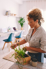 Mature woman using her smartphone at home in various situations. From socializing and working to...