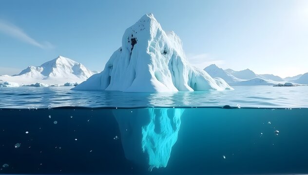 Arctic iceberg against clear blue sky