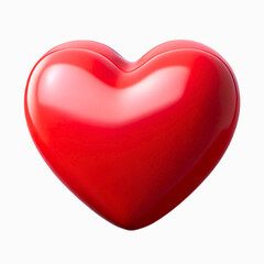 Shiny red heart symbol on a clean white background