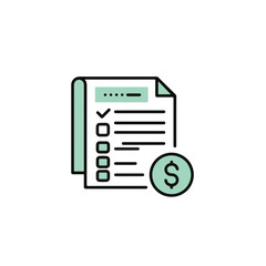 Financial document illustration featuring a checklist and a dollar symbol, symbolizing financial planning and success.