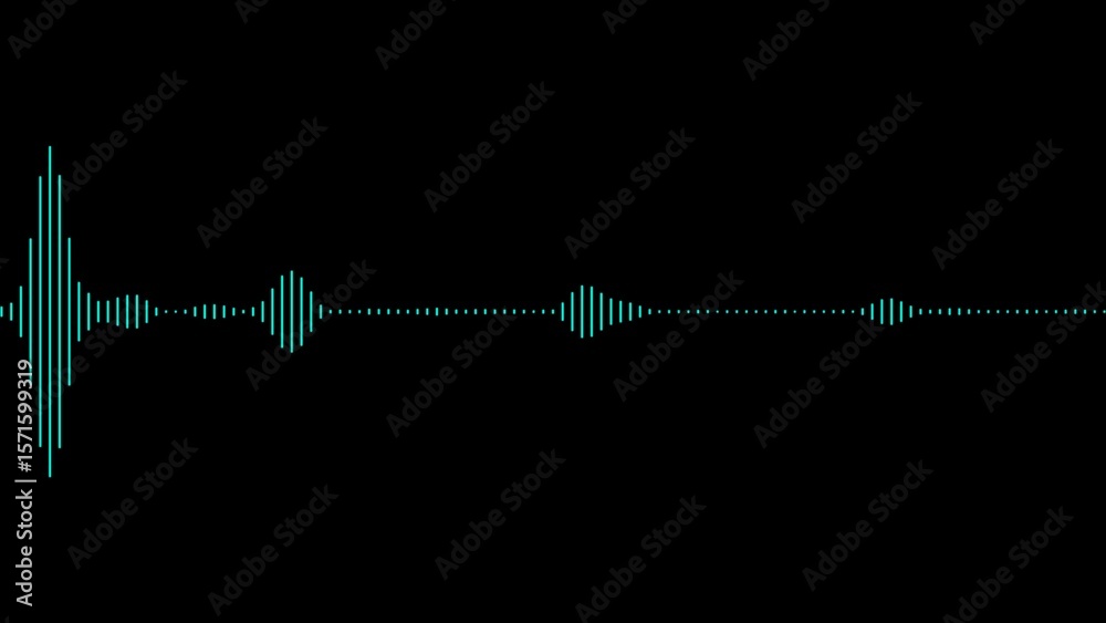 Poster dynamic teal sound wave visualization against a solid black backdrop representing sound music and au