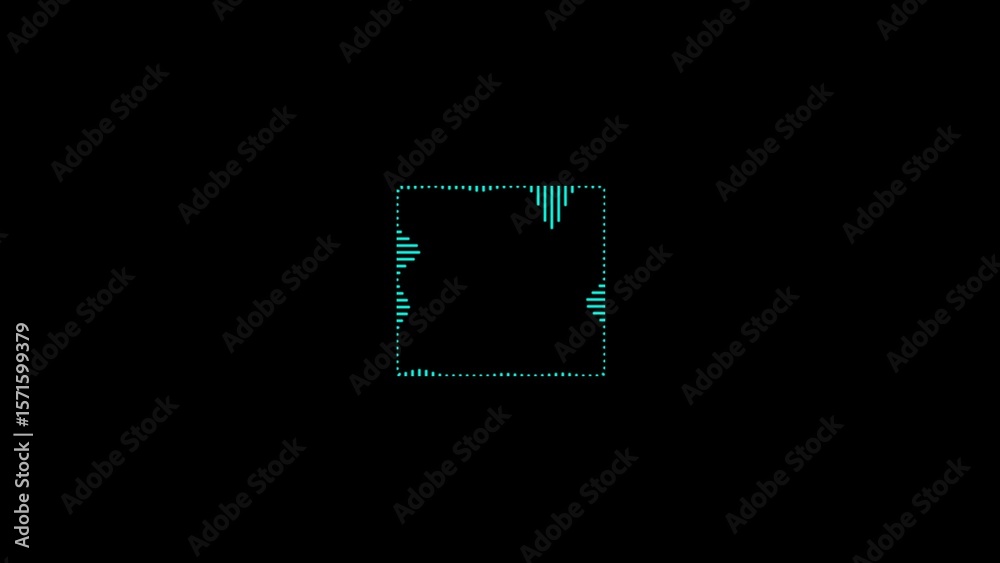 Poster square-shaped audio waveform visualizer in a black silhouette on a black background illustrating sou