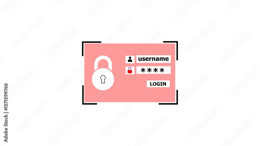 Poster secure login screen interface design with username and password fields user account protection digit