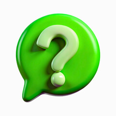 Green speech bubble with a 3d question mark icon