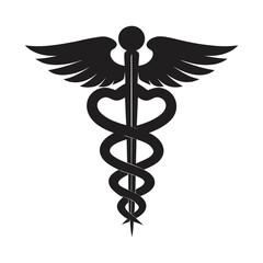 medical icon caduceus rod of hermes silhouette vector art