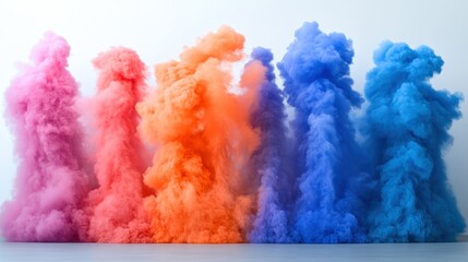 Colorful smoke plumes against a plain background
