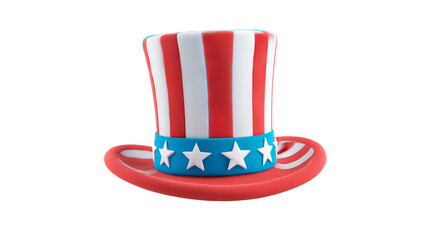 Unique Uncle Sam hat with red and white stripes, perfect for patriotic celebrations and festive events in the summer
