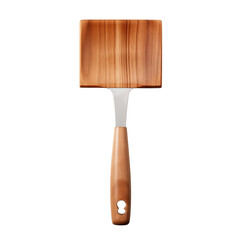 Wooden spatula for culinary use features a natural wood grain handle against a black background