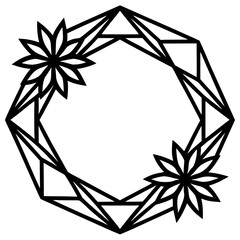 Geometric Gold Floral Frame wedding vector element, perfect for invitations, decor, and digital design. High-quality AI file for creative projects.