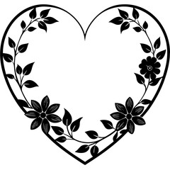 Heart-shaped Flower Frame wedding vector element, perfect for invitations, decor, and digital design. High-quality AI file for creative projects.