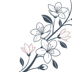Minimalist Floral Border  wedding vector element, perfect for invitations, decor, and digital design. High-quality AI file for creative projects.