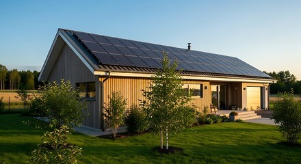 Modern house with solar panels