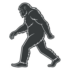 Fototapeta premium Silhouette illustration of a walking bigfoot or sasquatch creature mystery legend
