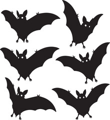 Naklejka premium Bats Silhouette Vector set, Halloween vector icon set