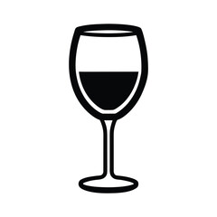 Wine Glass Stemmed Outline Icon Vector Illustration