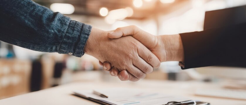 The handshake representing business collaboration and mutual trust in a professional setting.