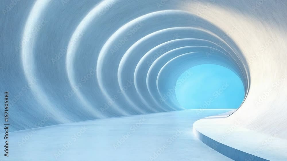 Poster abstract tunnel: a serene abstract tunnel made of white material with an ethereal glow and soft ligh