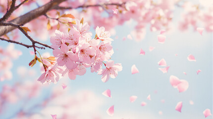 Obraz premium Delicate pink cherry blossoms in spring.