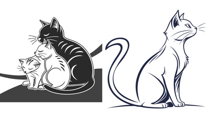 Black Cat Silhouette Vector Bundle – Solid Animal Shapes on White Background