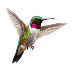 Fototapeta premium Vibrant Ruby-Throated Hummingbird in Flight A Stunning Display of Nature's Beauty and Grace Captured in Exquisite Detail