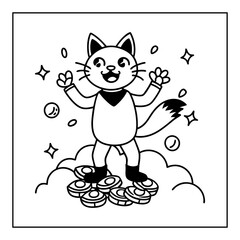 black and white cat coloring pages