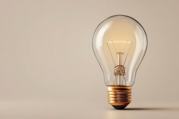 Conceptual light bulb represents innovation and creativity on a minimalistic background for idea generation and inspiration in various fields