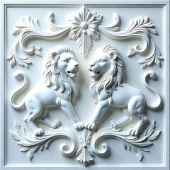 Elegant carved lions with vintage ornamental style high resolution picture