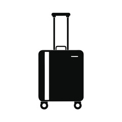 Simple Black Silhouette of a Rolling Suitcase, Minimalist Travel Icon, Modern Design, Clean Style,  Vacation Concept.