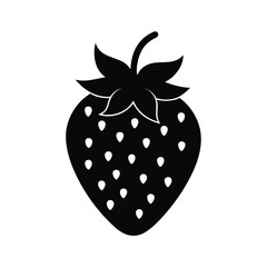 Bold Black Silhouette Strawberry Icon, Simple, Clean, and Modern Graphic Design for Food, Health, and Branding Projects.