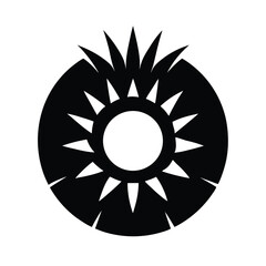 sliced pineapple ring with a circular center cut vector silhouette image