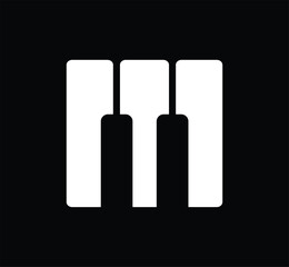 Music Logo with letter M, music note and musical instrument. Music Logo typography with icon designed.