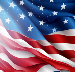 American flag waves with vibrant red, white, and blue colors, a patriotic design