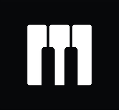 Music Logo with letter M, music note and musical instrument. Music Logo typography with icon designed.