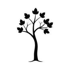 Simple Black Silhouette Tree, Minimalist Nature Design, Elegant Botanical Illustration, Peaceful and Serene Mood, Perfect for Eco,Friendly Branding.