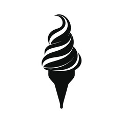 Abstract Black and White Swirl Soft Serve Ice Cream Cone Graphic Design Illustration