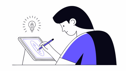 Listening to Music for a Calm Brain Illustrated in Vector Art
Woman Creating Art with a Globe Effect Illustrated in Vector Art
