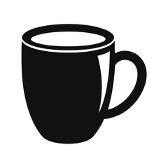 Simple Black and White Mug Icon, Minimalist Coffee Cup Graphic for Website Design, Branding, and App Interface.
