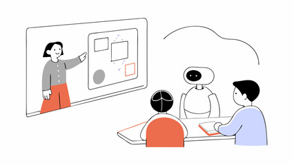 AI Robot as Student and Teacher in a Classroom Setting
Vector Illustration of an AI Robot Fulfilling Dual Roles in Education