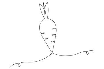 Carrot vegetable in continuous one line art drawing style minimalist single line unique healthy food vector illustration.